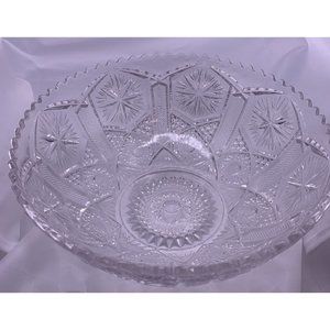 Clear Pressed Glass Serving Dish Bowl Sawtooth Edge - 7.75 "